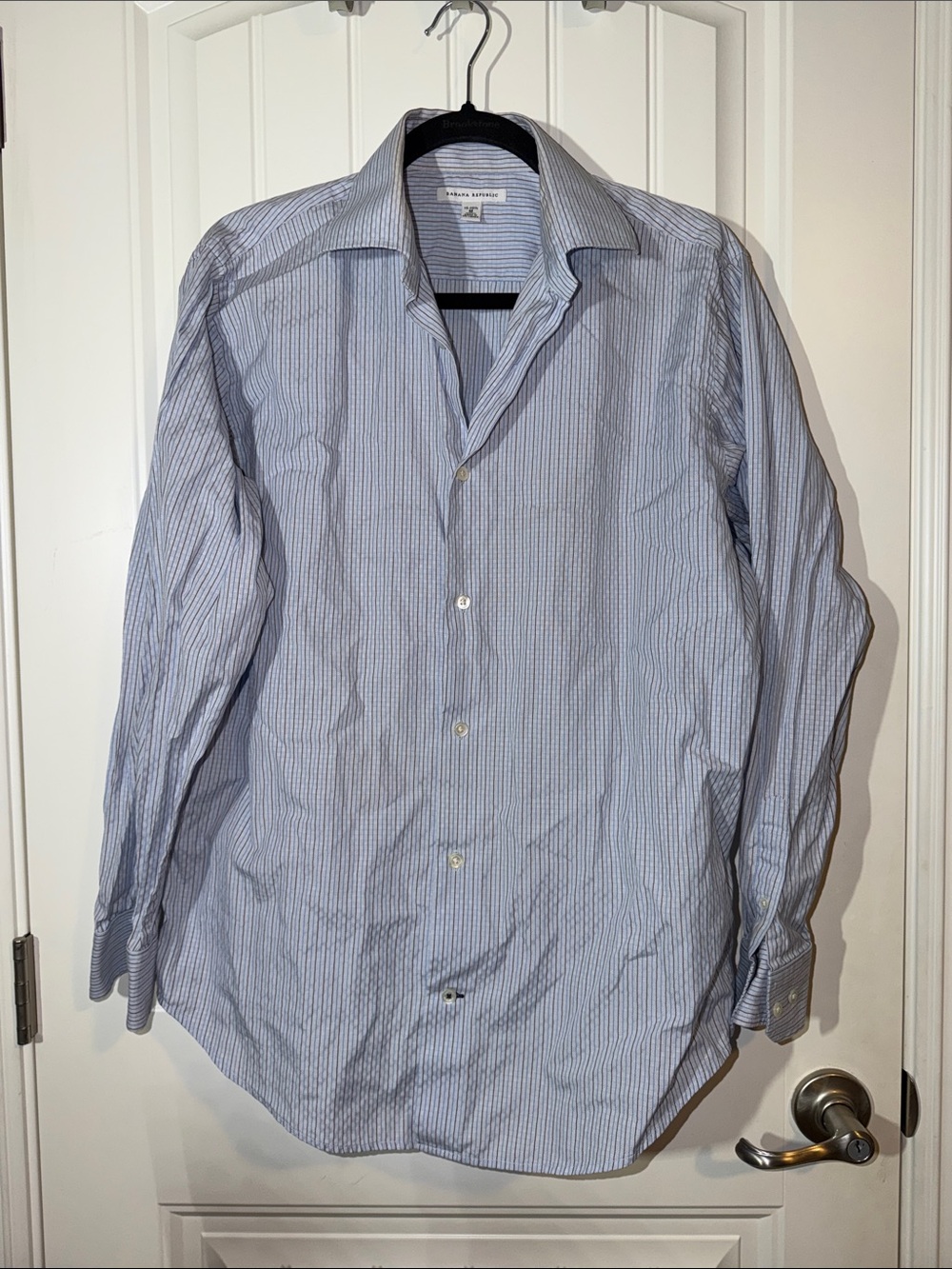 Banana Republic Classic Blue Stripe Men's Button-Down Dress Shirt